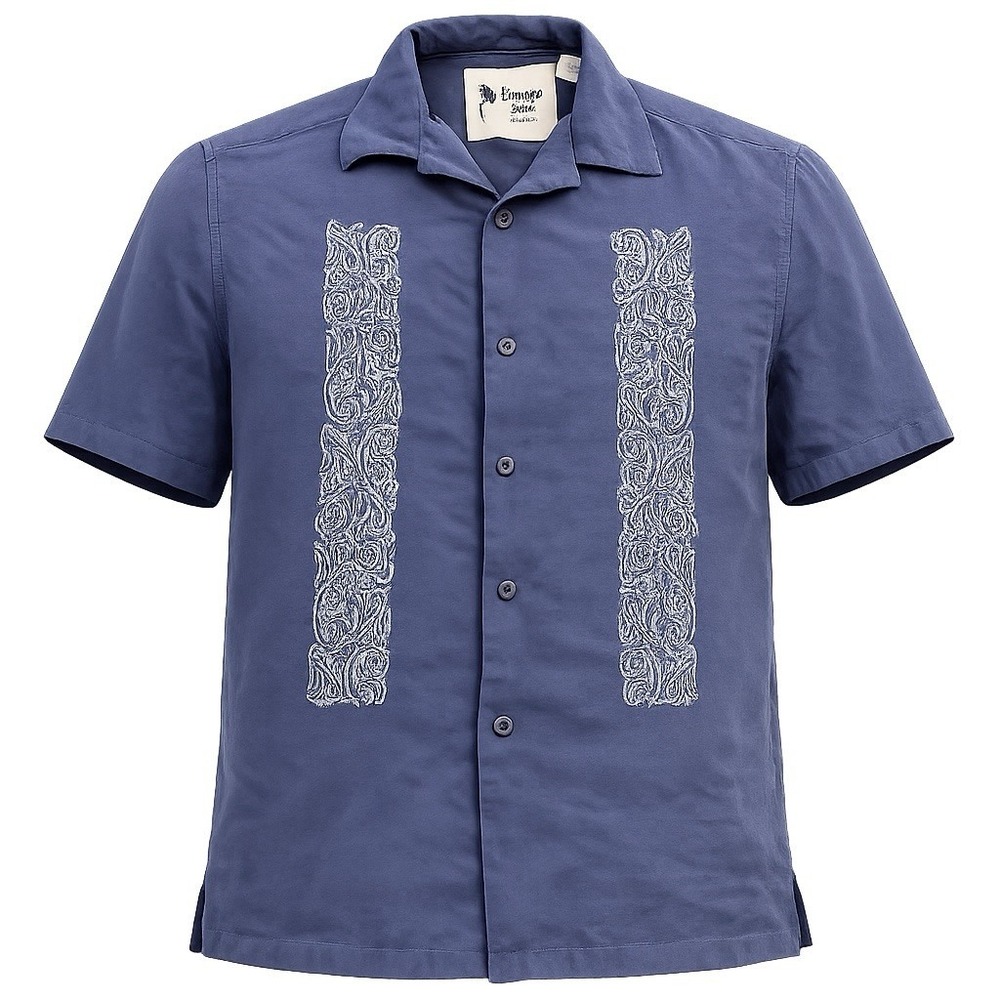 VINTAGE Silk Circa 1969 Shirt Mens MED Silk EMBROIDERED Button Up S/S